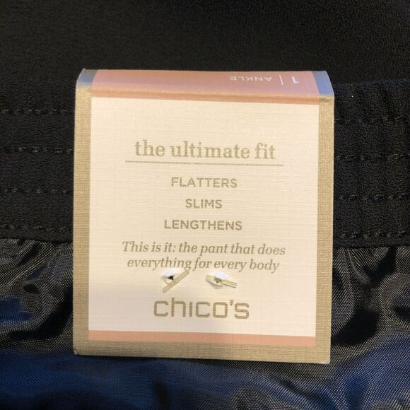 Chicos 1 Ultimate Fit Track Pant Black Medium Pockets Pull On Elastic Waist NWT - Picture 7 of 13